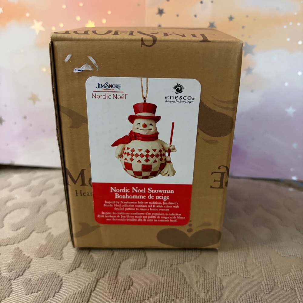 Jim Shore Heartwood Creek Nordic Noel Snowman Ornament 6004232 Red White 2019